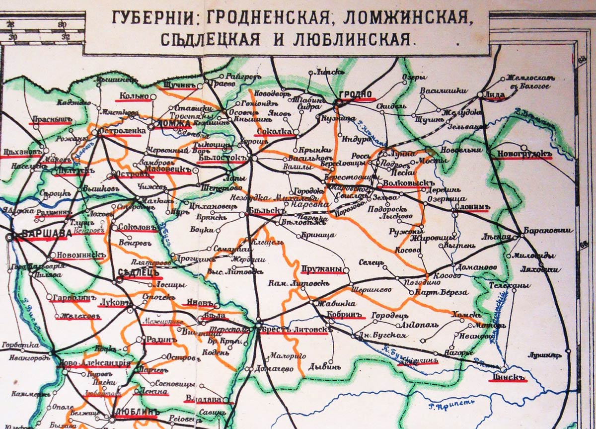 Административная карта Гродненской губернии